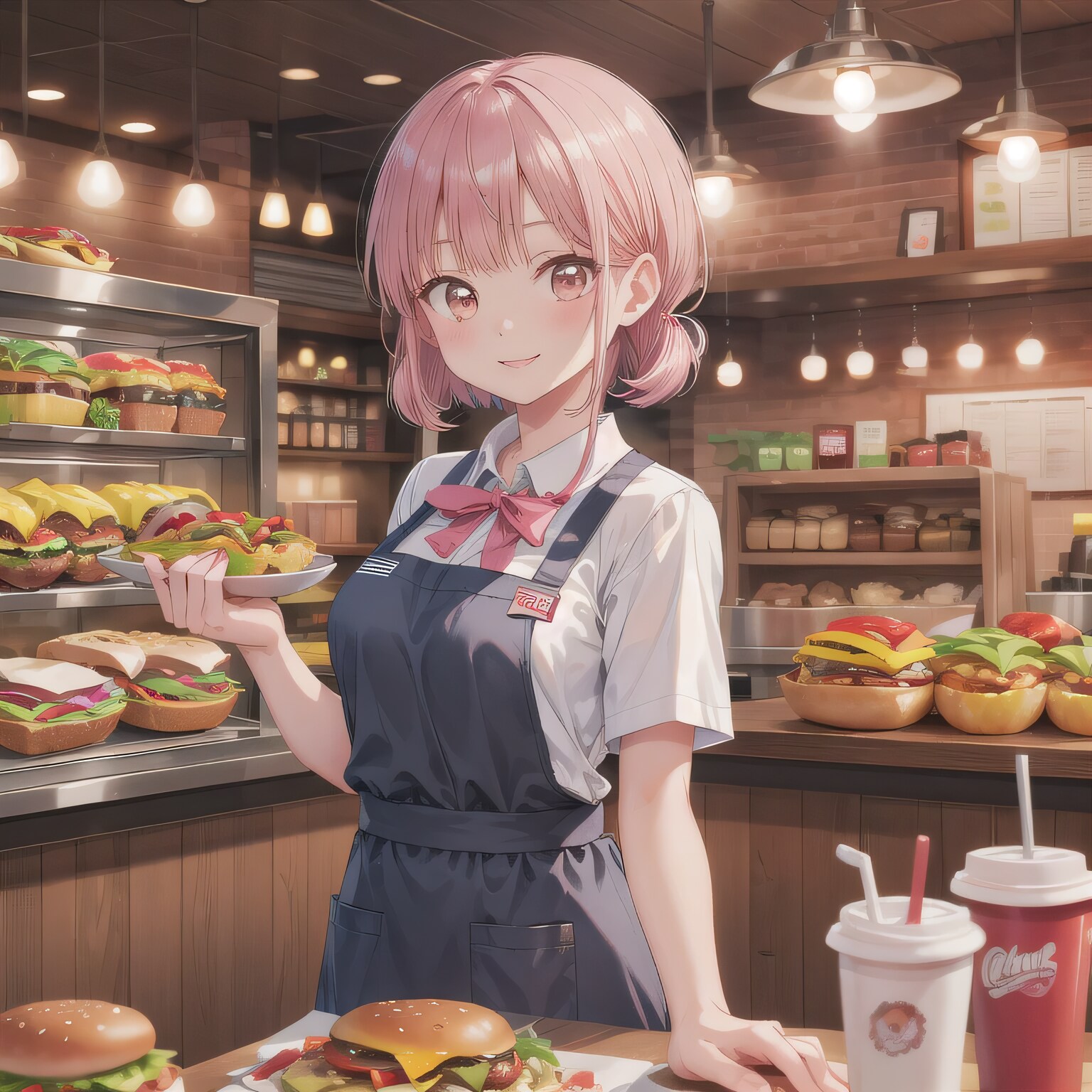 ピンク髪ボブでクルーの少女３ | の人気AIイラスト・グラビア