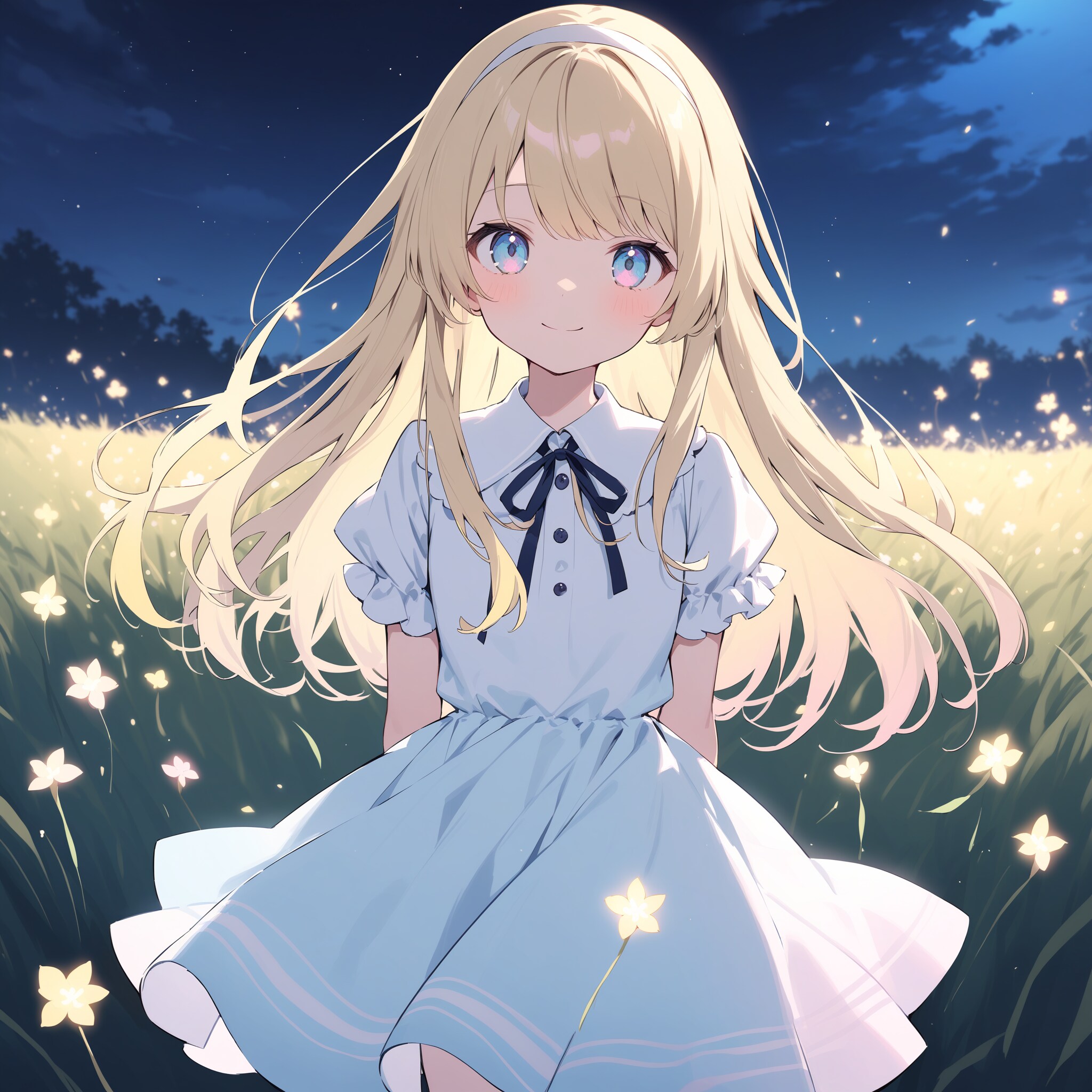 輝く花と優しい微笑み