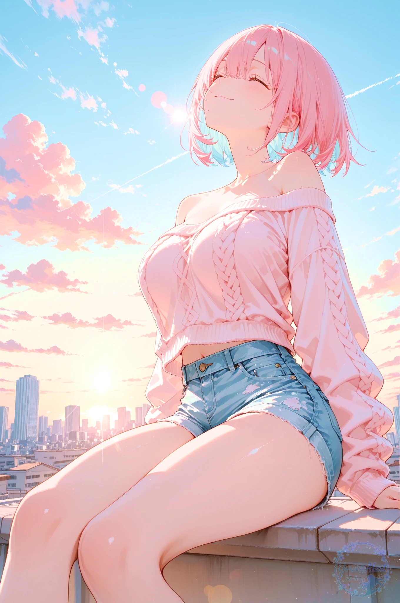 桃瀬 蒼 – 屋上の空気 | の人気AIイラスト・グラビア