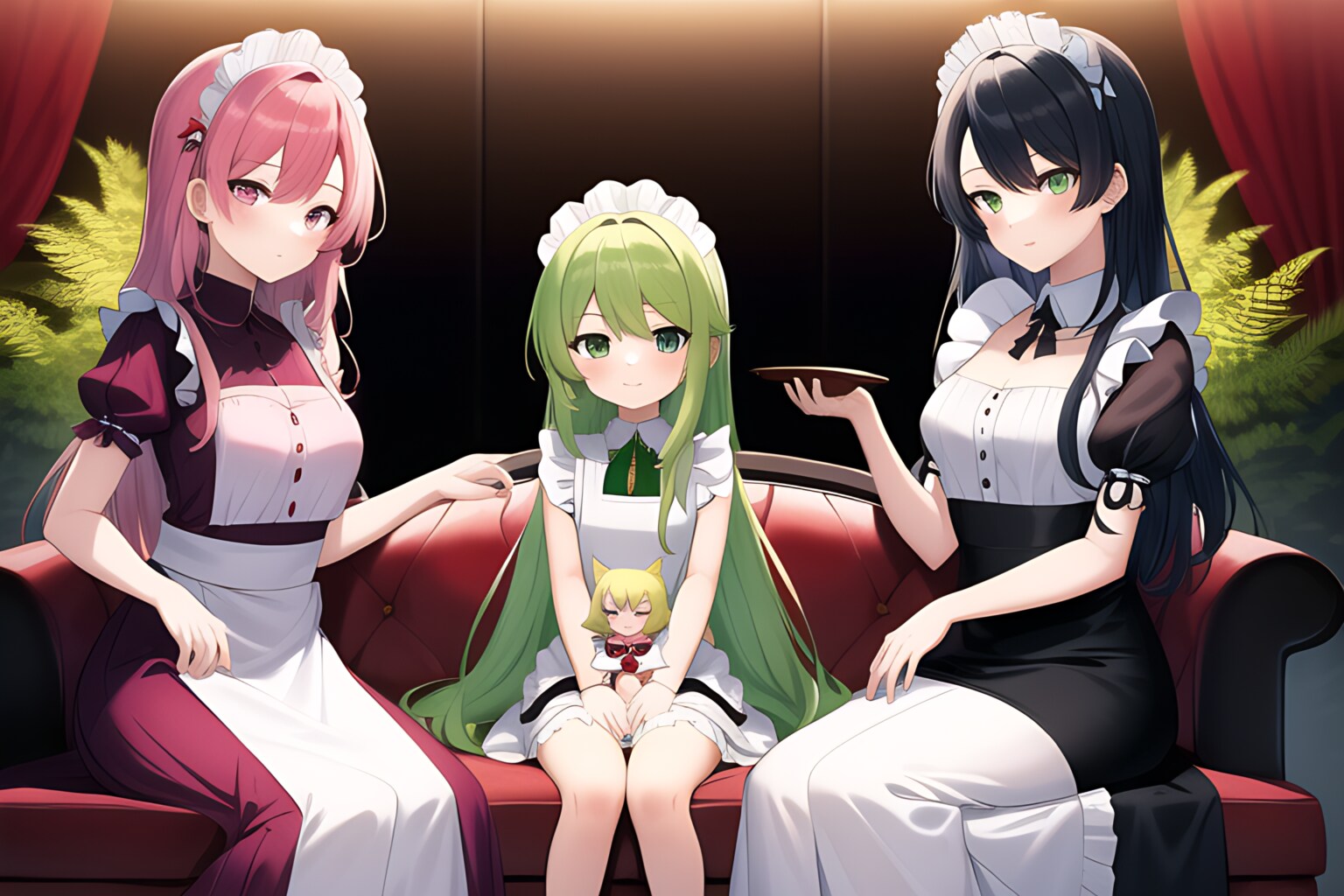 11/11の　きの子ちゃんとたけの子ちゃん＋メイドさん　累計１０kいいね(NovelAI)