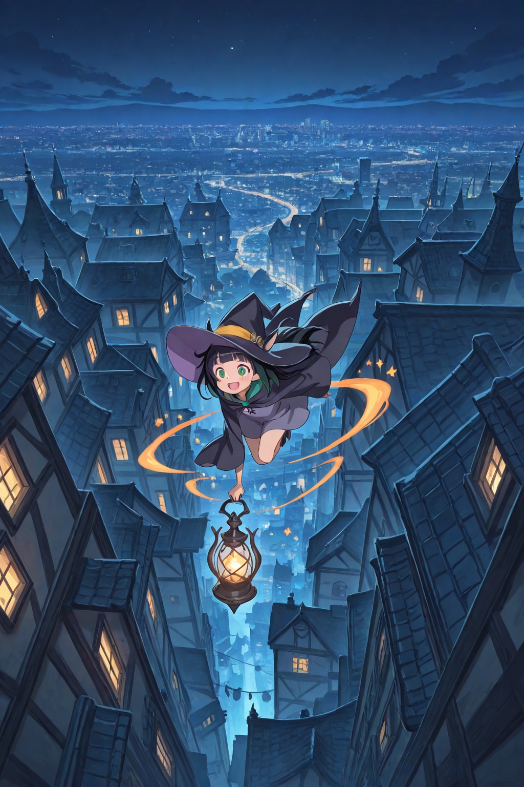 Flying little witch