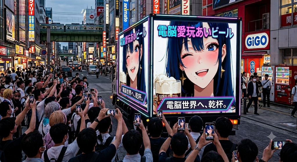 あいの至福の「ぷはー！」顔アドトラック、電網世界より出撃！