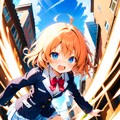 制服姿の正義の競泳水着ヒロインちゃん！ 5枚目