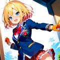 制服姿の正義の競泳水着ヒロインちゃん！ 2枚目