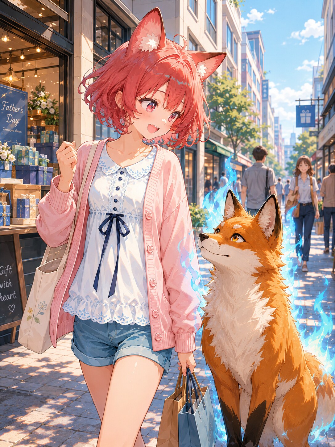 赤の霊狐とひ孫娘