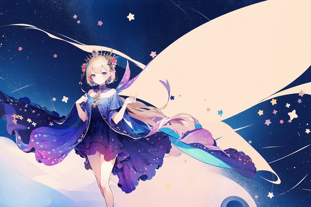 エルフと花と髪飾り