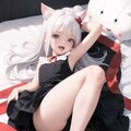 白猫,くつろぐ,ベッド 2枚目