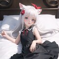 白猫,くつろぐ,ベッド 4枚目