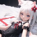 白猫,くつろぐ,ベッド 5枚目