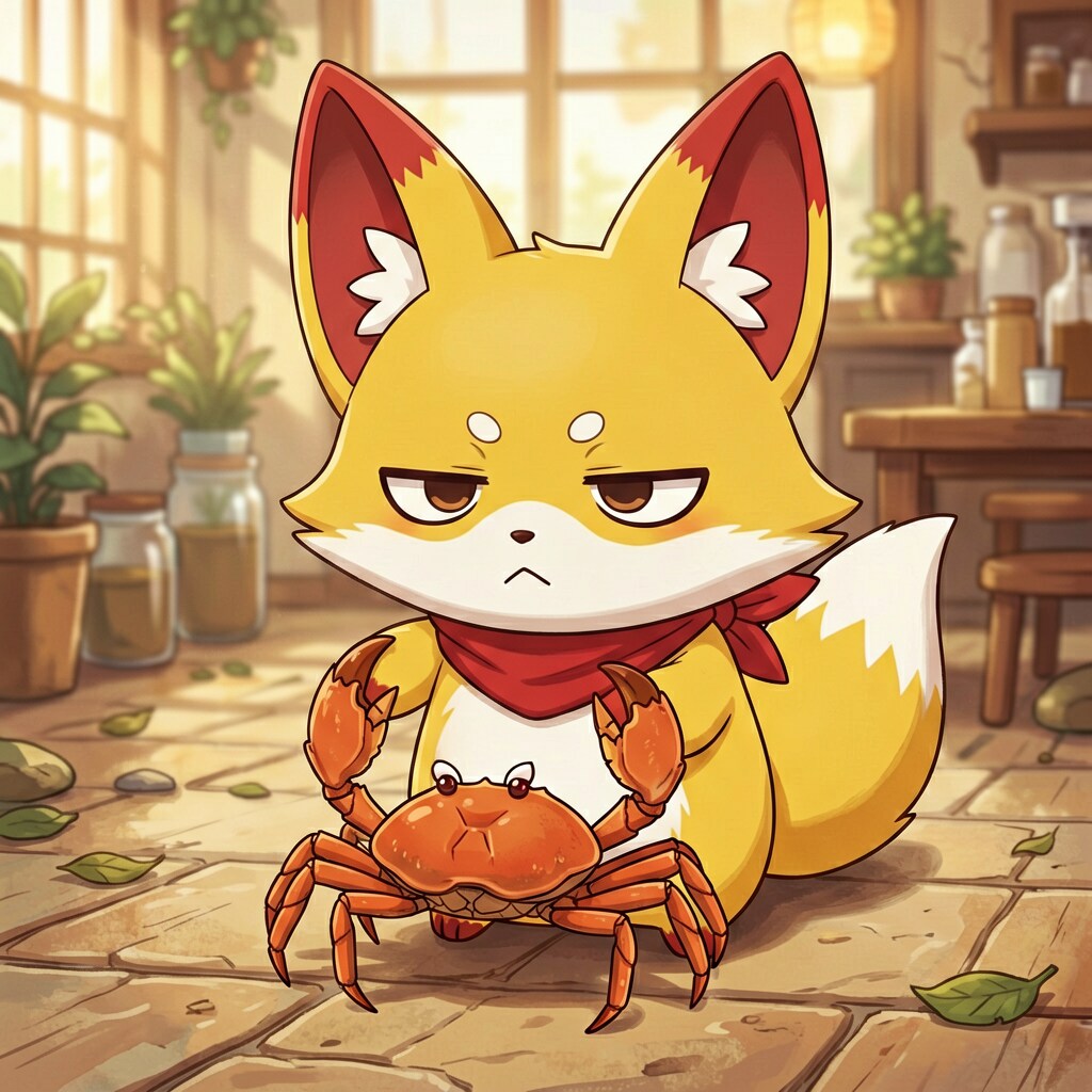 キツネvsカニ