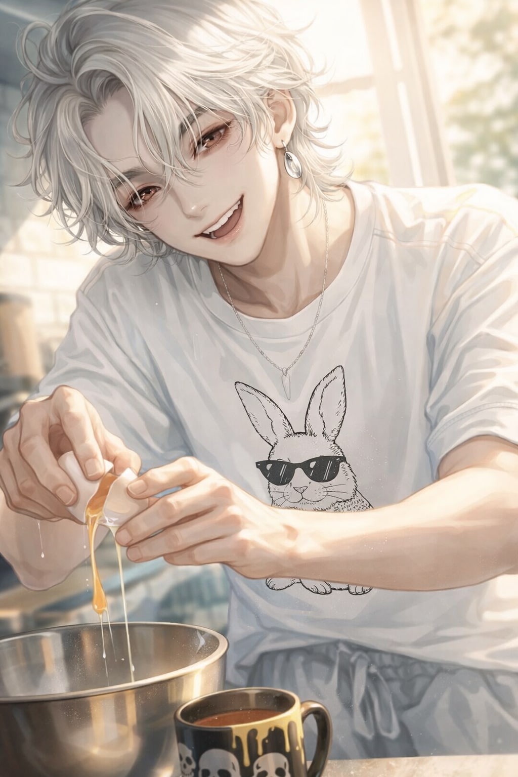 「なぁ、卵うまく割れたから、ご褒美くれる？」 | の人気AIイラスト・グラビア