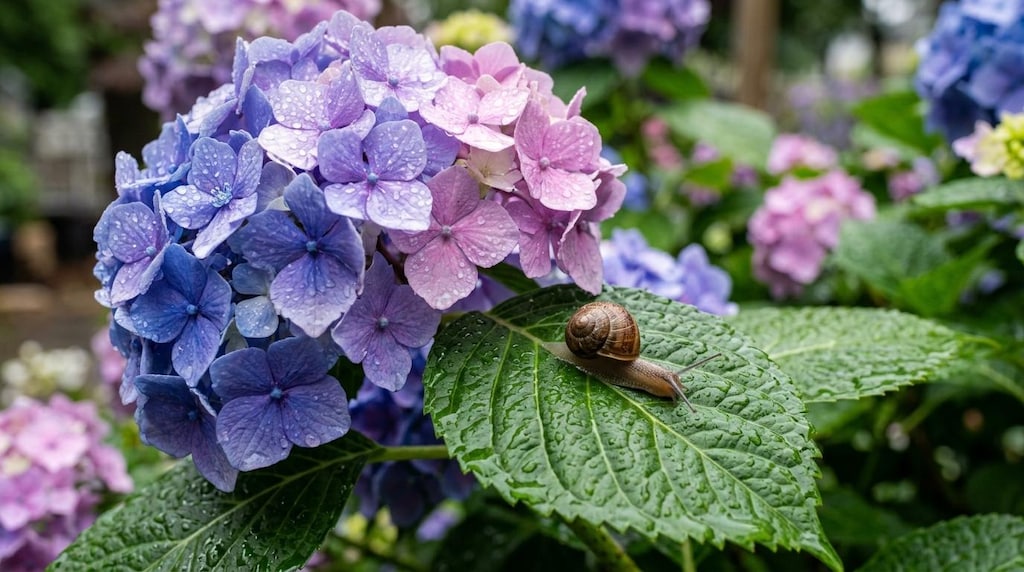 紫陽花と蝸牛
