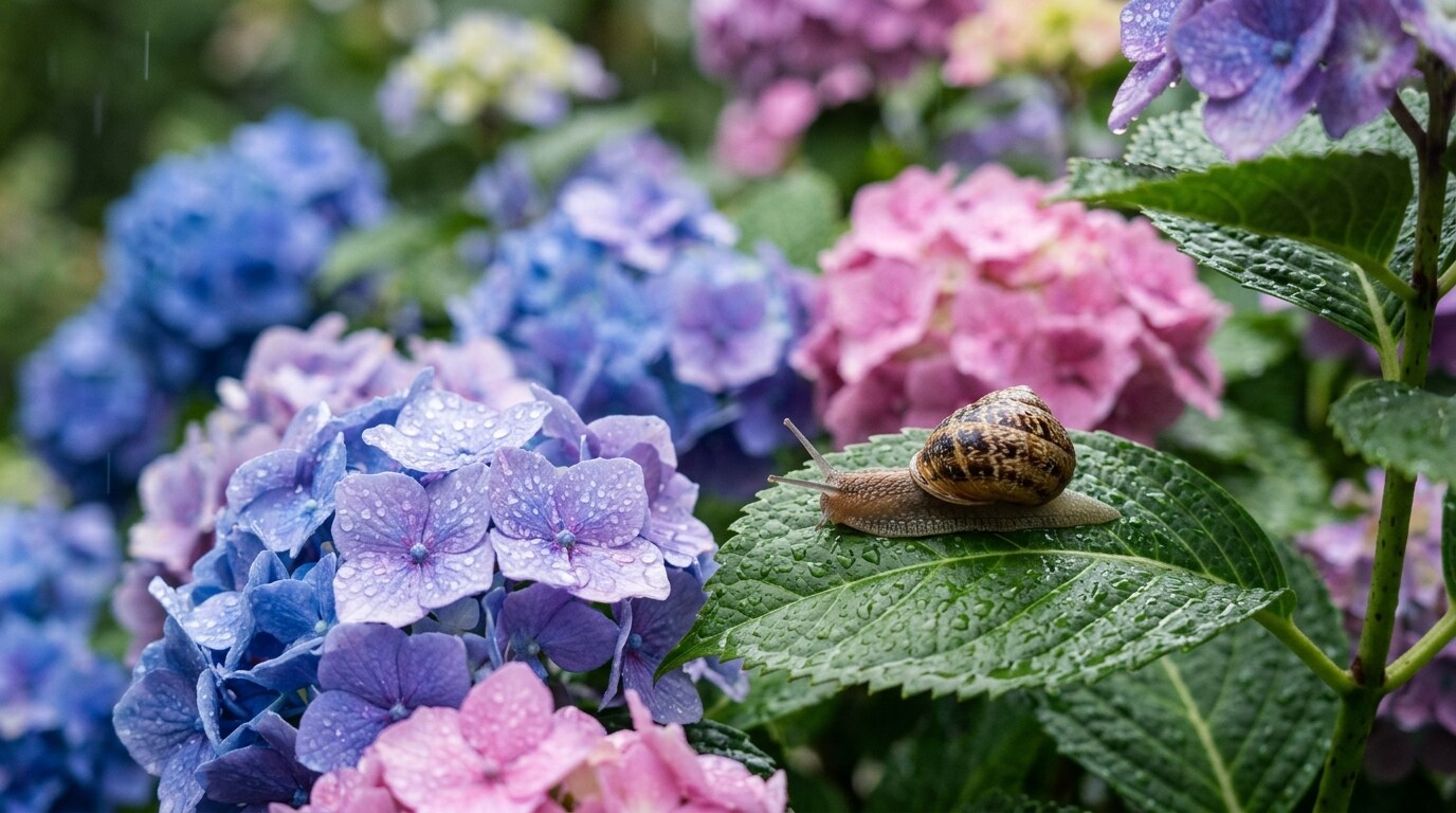 紫陽花と蝸牛