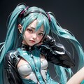 初音ミクです。015_（開脚）ラテックススーツ 3枚目