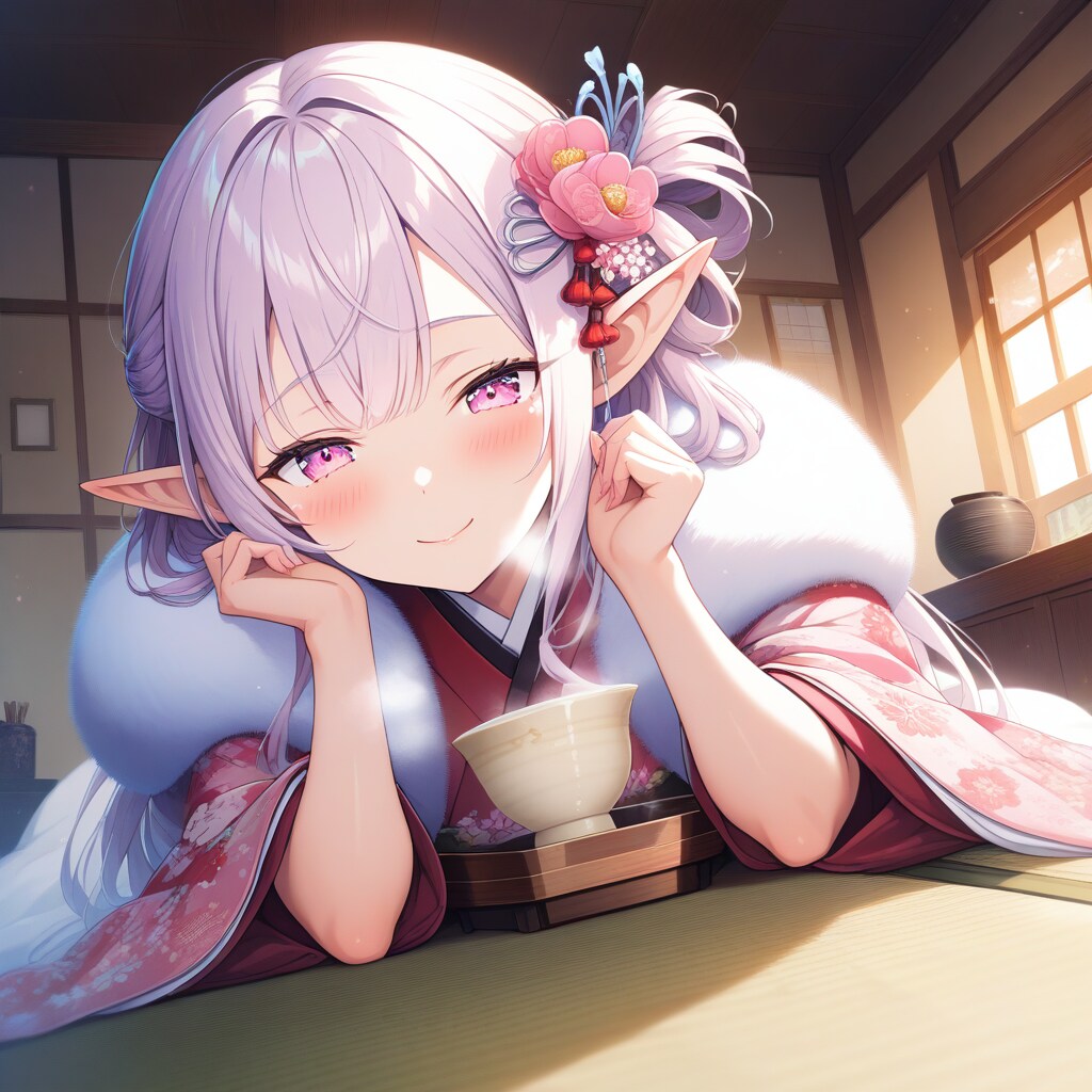 甘酒とエルフの女の子