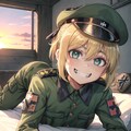 寝転ぶ軍服少女 2枚目