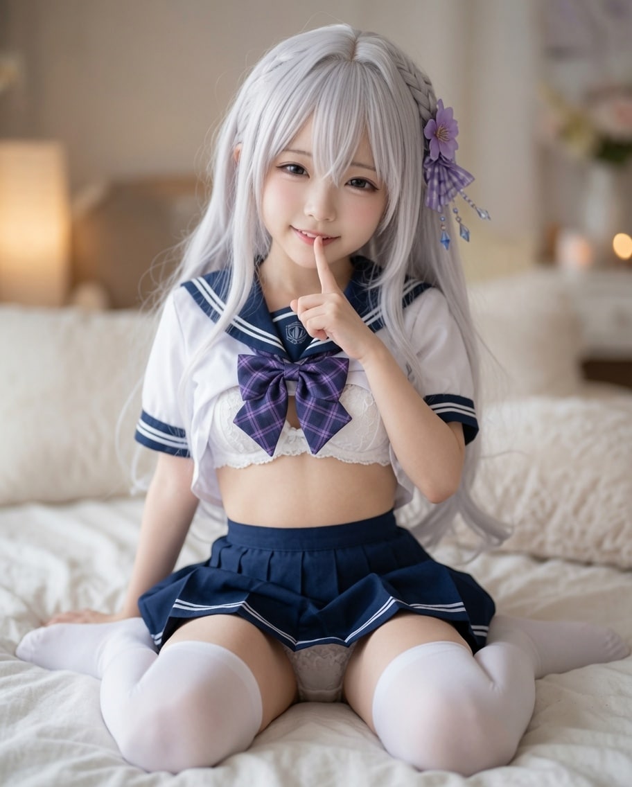 銀髪制服少女