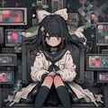 不気味なテレビと黒髪女子 3枚目