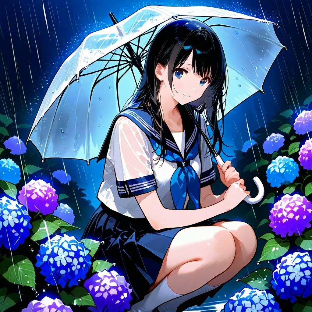 梅雨時の女子高生