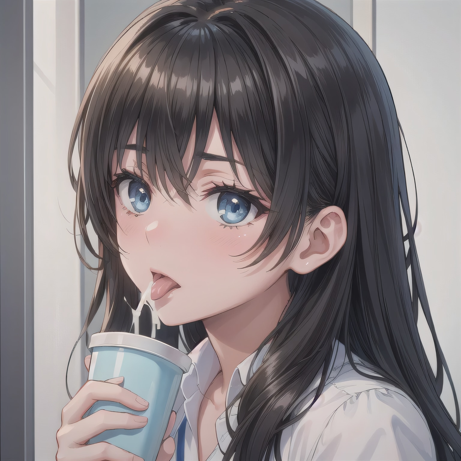 黒髪ロングの舌出し少女１１ | の人気AIイラスト・グラビア