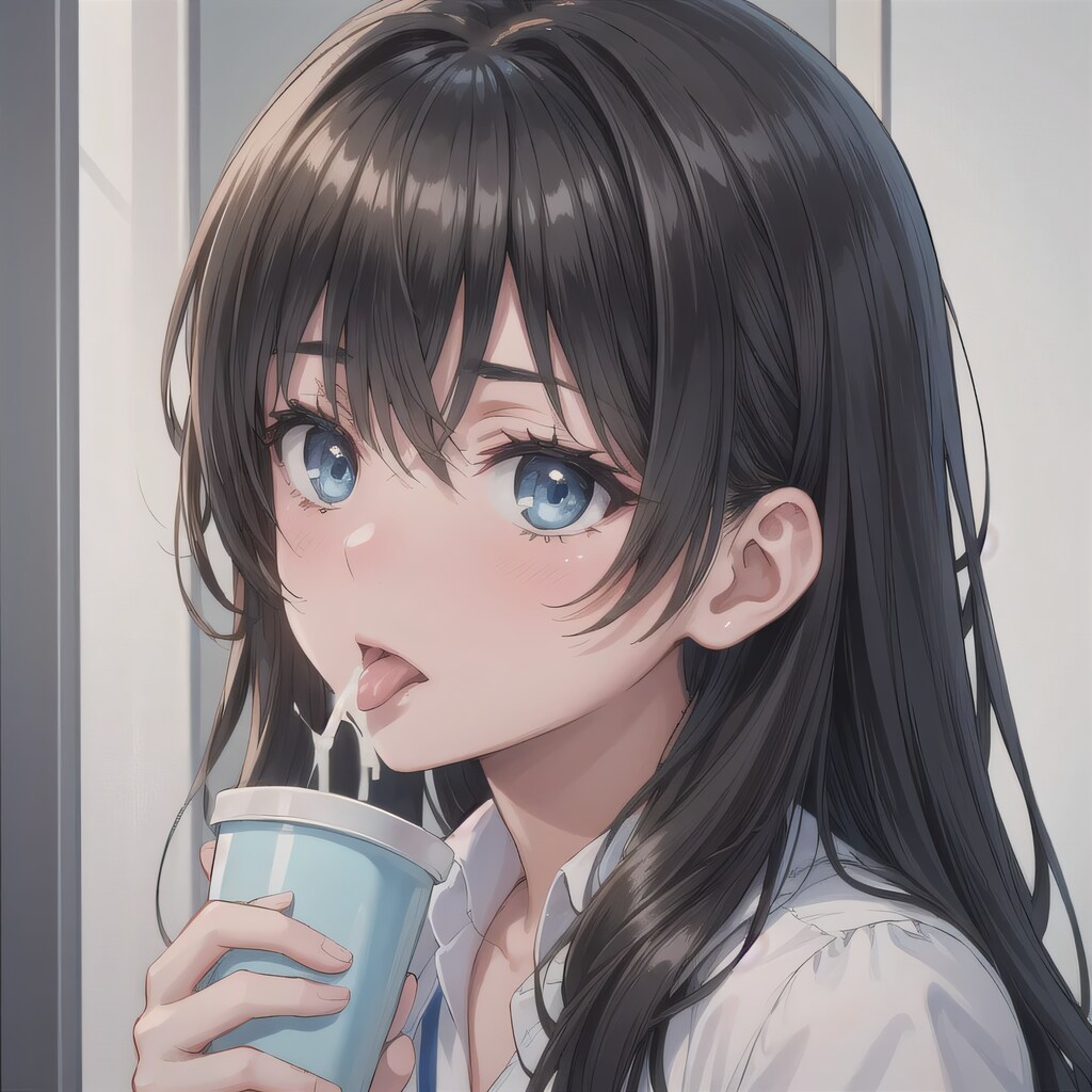 黒髪ロングの舌出し少女１１