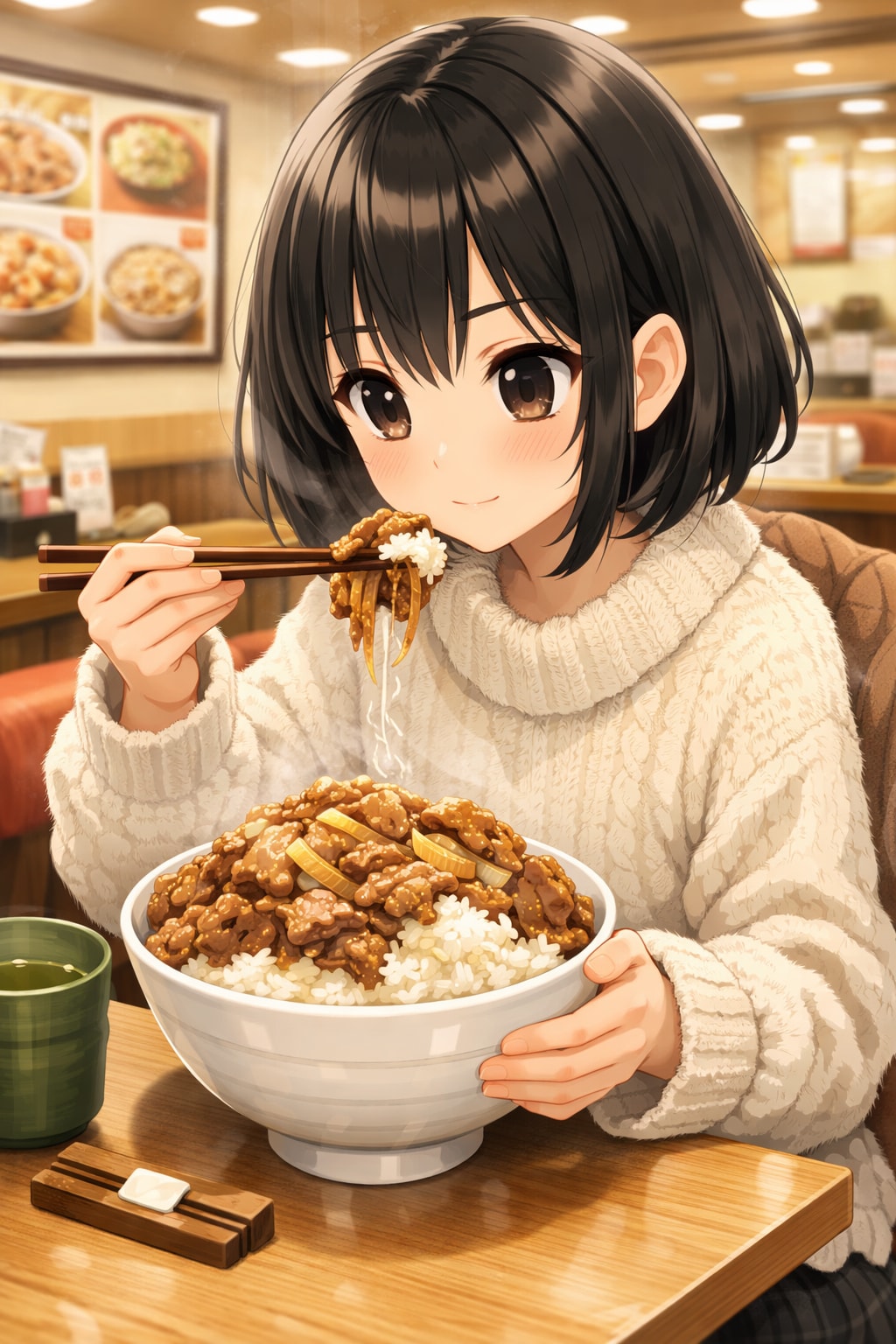牛丼を食べている女の子 | の人気AIイラスト・グラビア