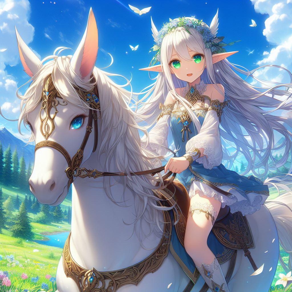 馬に乗るエルフ