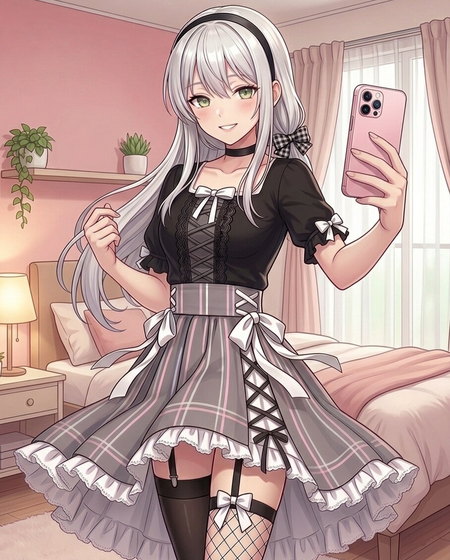 オシャレして自撮り