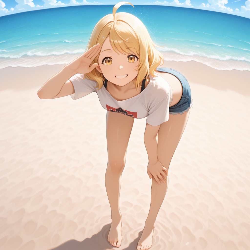 ユイちゃんと近所のビーチに来たよ