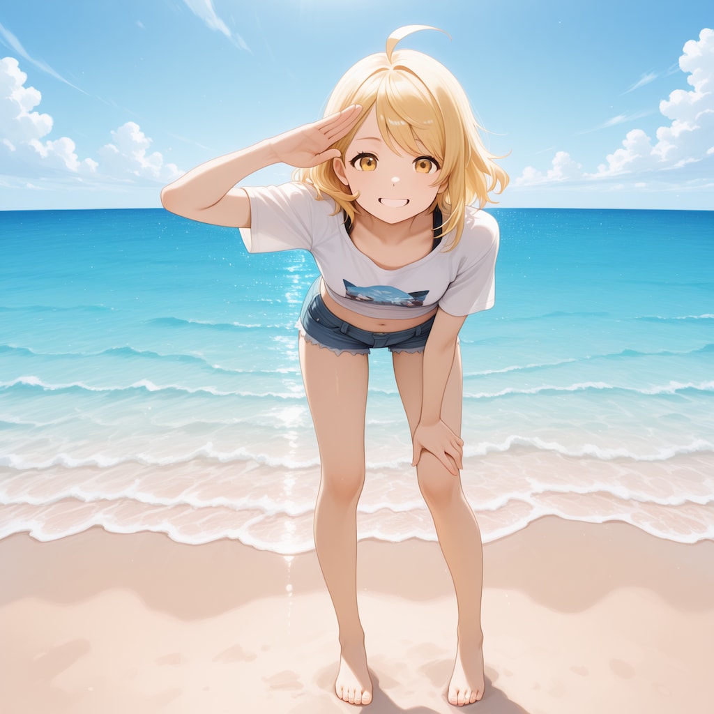 ユイちゃんと近所のビーチに来たよ