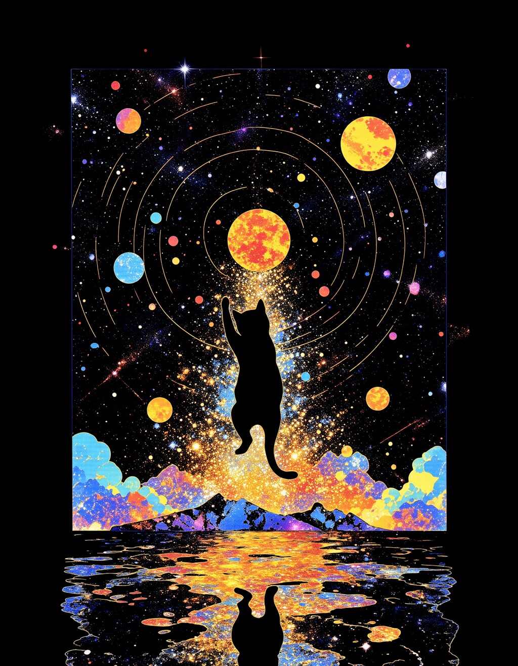 星を見つめる猫