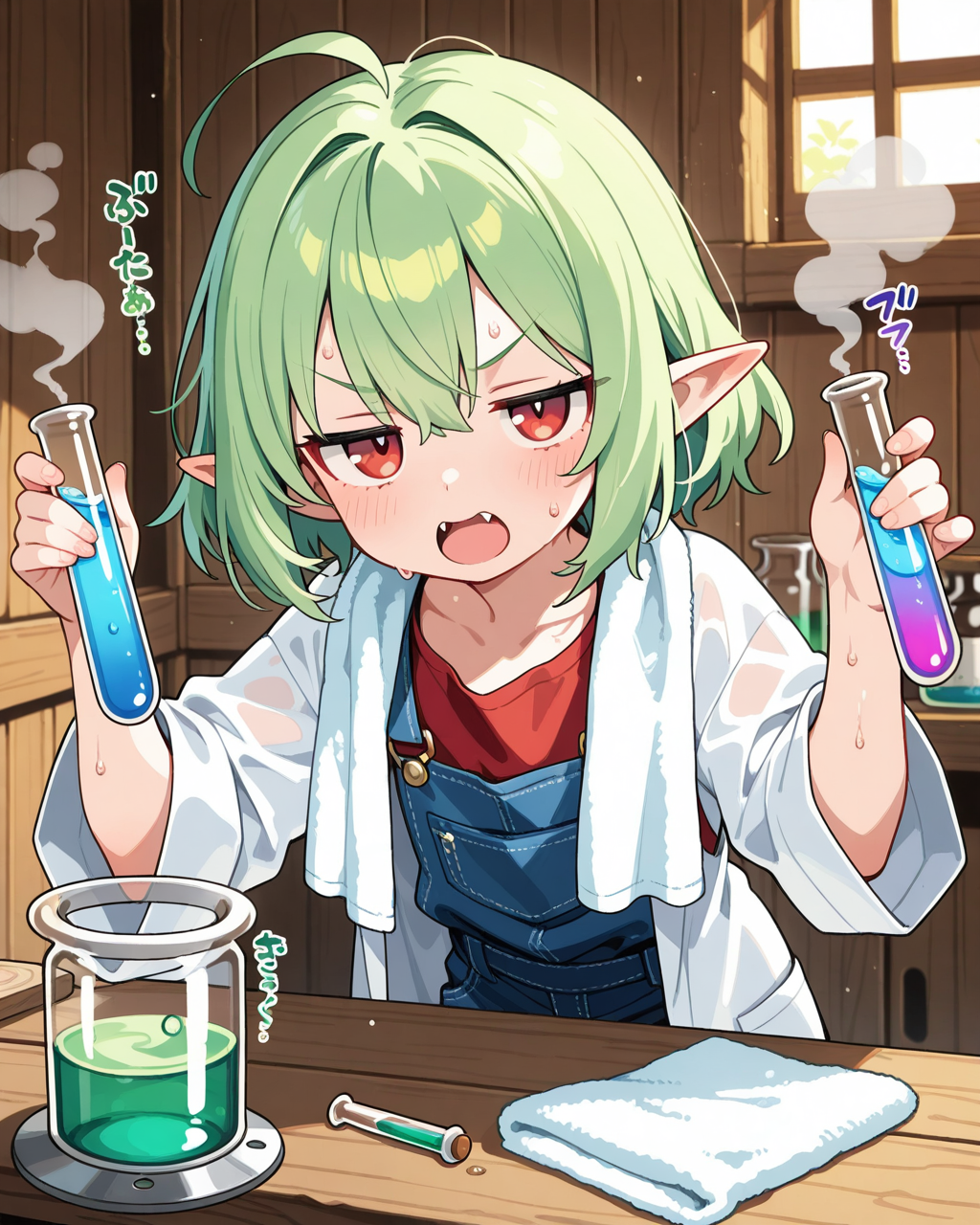 化学肥料を開発中のエルフさん！！