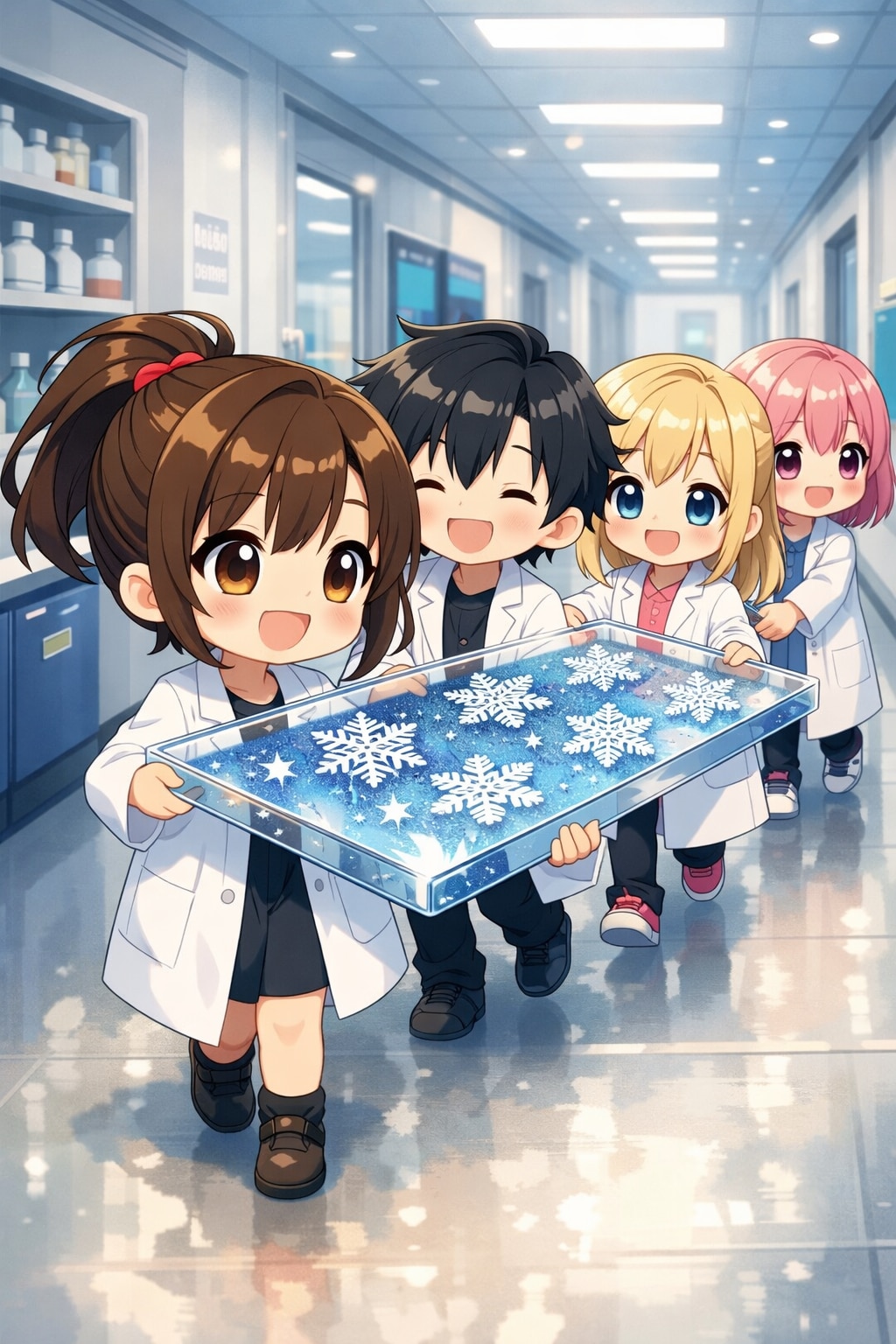 皆で巨大な雪の標本？を運ぶちびちゃんず | の人気AIイラスト・グラビア