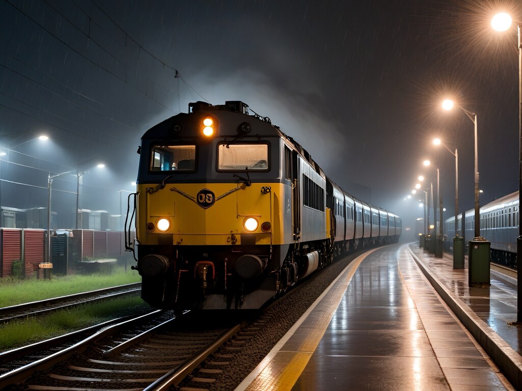 出発を待つ夜行列車