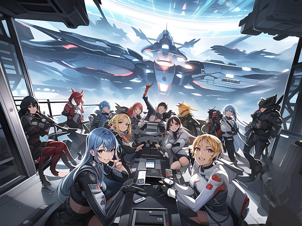 宇宙船内グループフォト