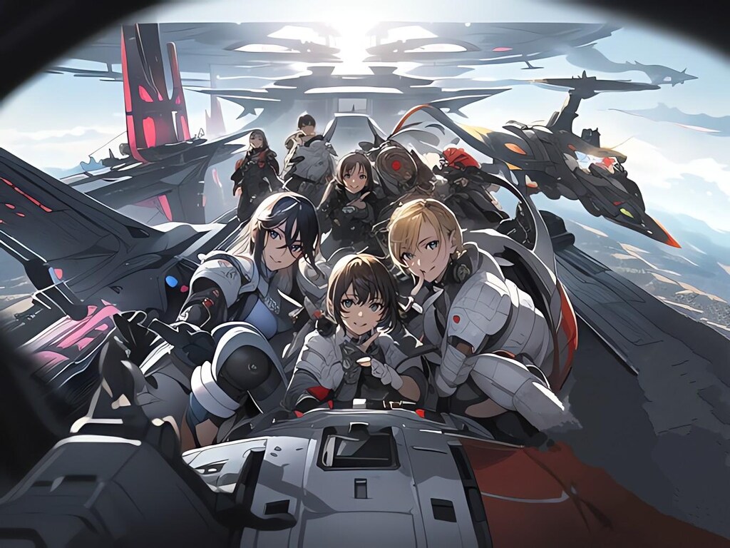 宇宙船内グループフォト