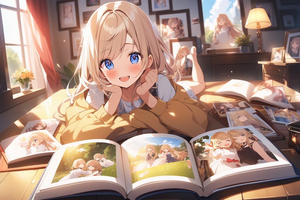 フォトブックを見る子