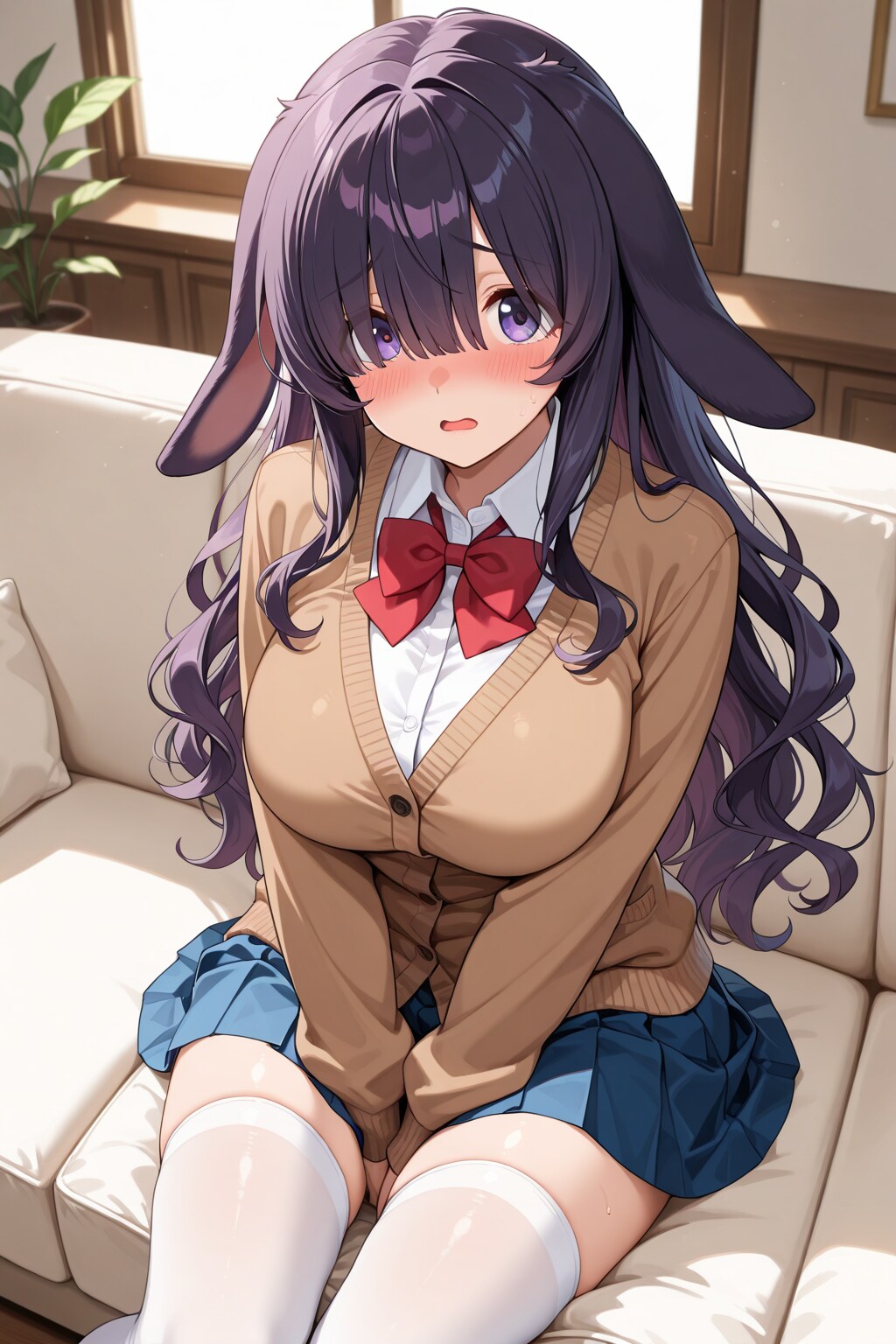 【借】ソファに遠慮がちに座るすみれちゃん