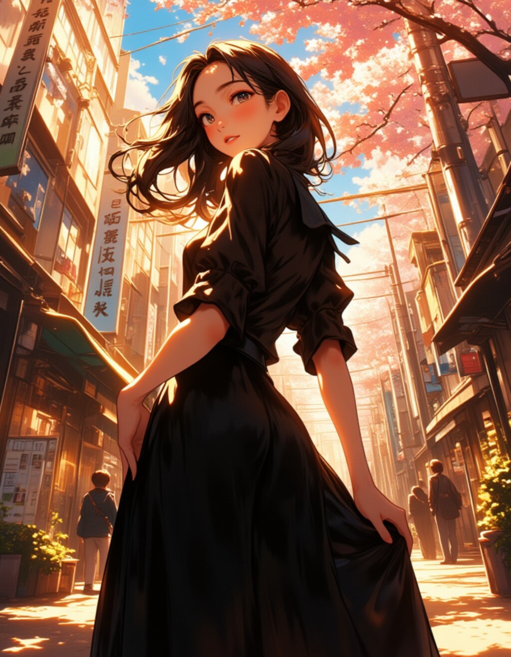 春の街角で魅せる微笑み──誘惑の仕草