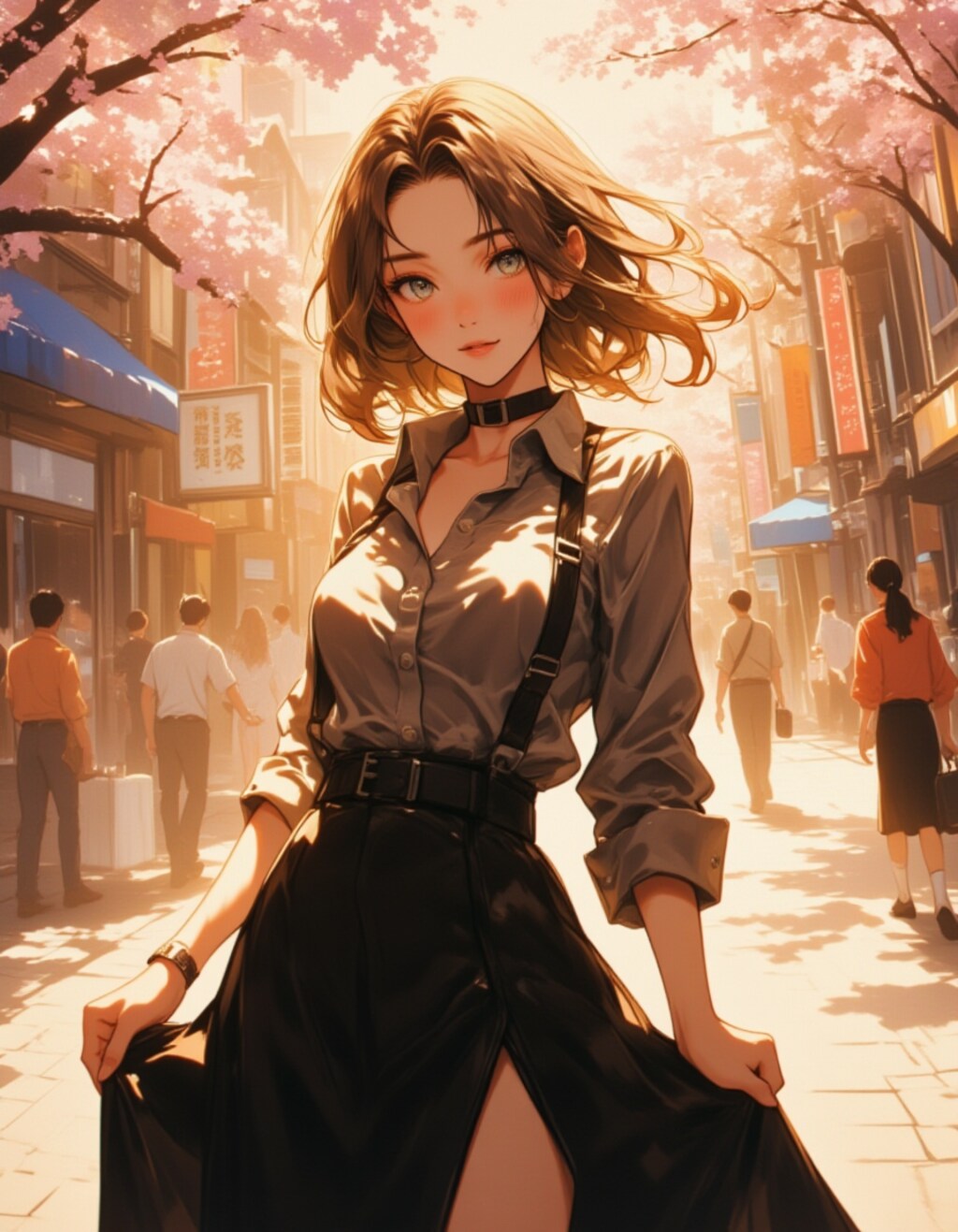 春の街角で魅せる微笑み──誘惑の仕草