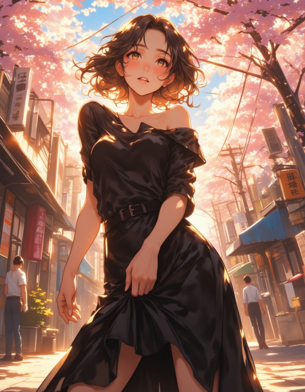 春の街角で魅せる微笑み──誘惑の仕草