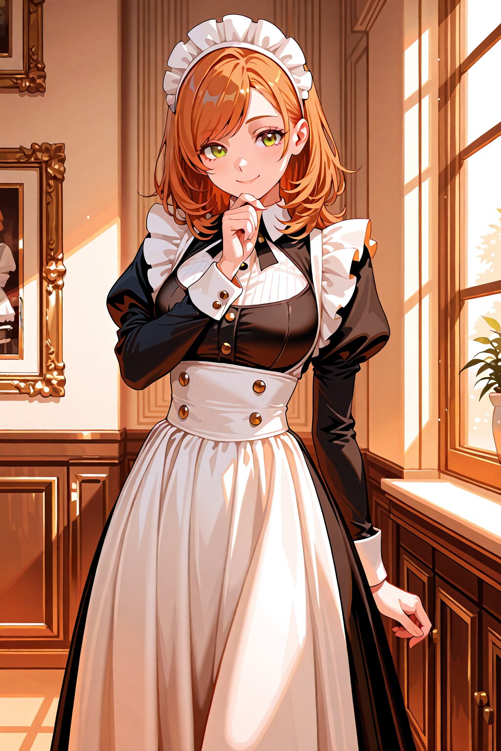 夕焼けとメイドさん