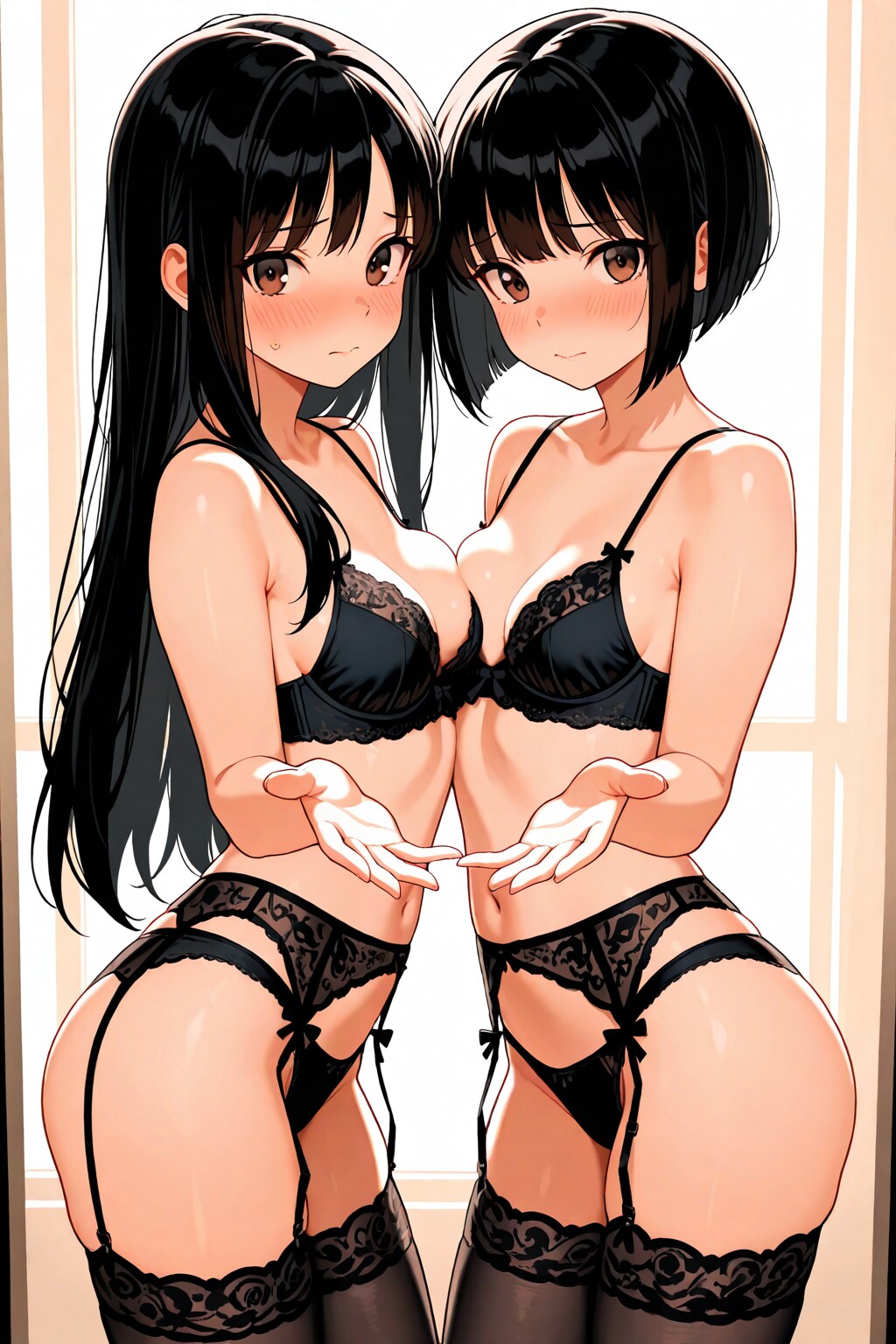 ショートちゃんとロングちゃん　ランジェリーはいいですね❤