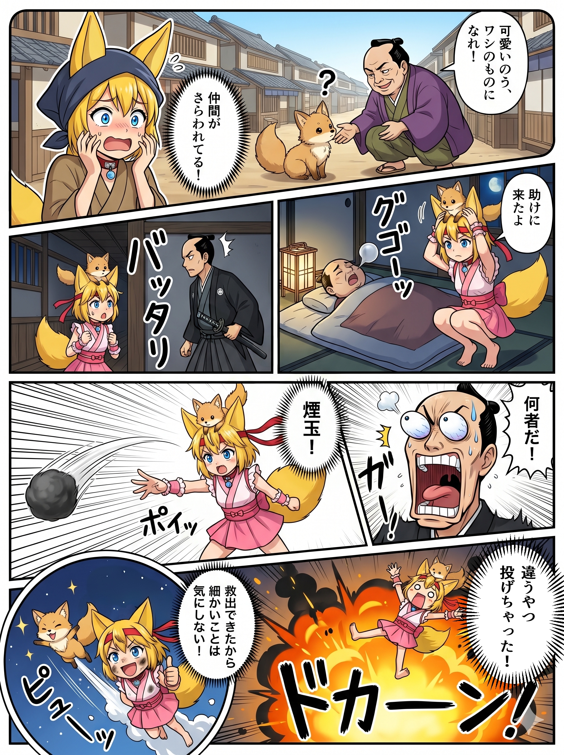 悪代官に連れ去られた仲間を助けに向かうくノ一キツネ | の人気AIイラスト・グラビア