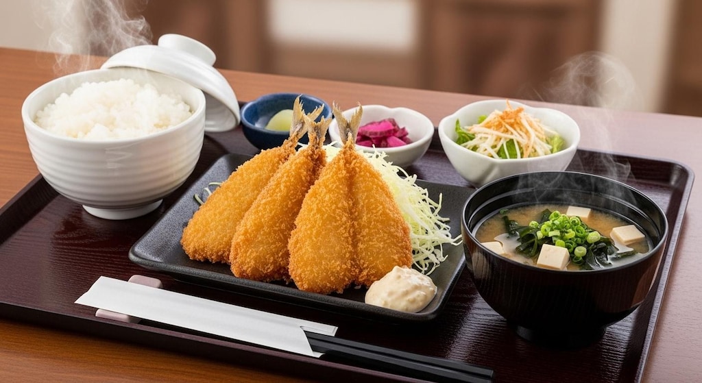 摩訶不思議食堂のアジフライ膳