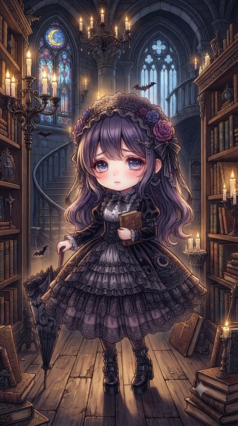 迷い込んだゴシック図書館の小さな魔法使い