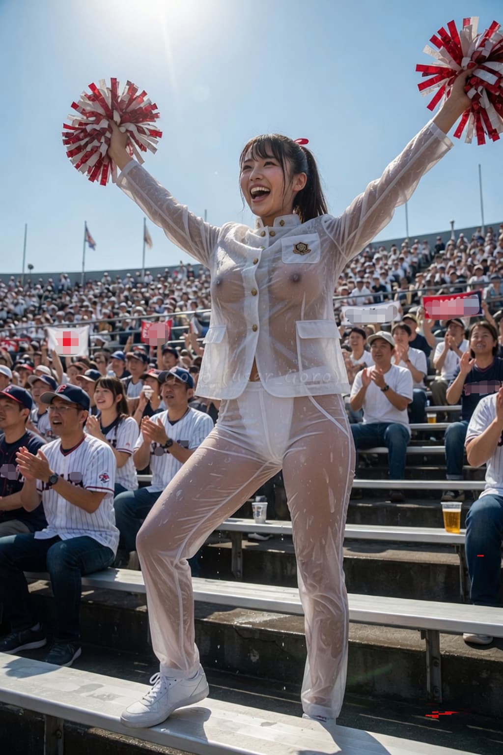 野球の学ランチア濡れ透け