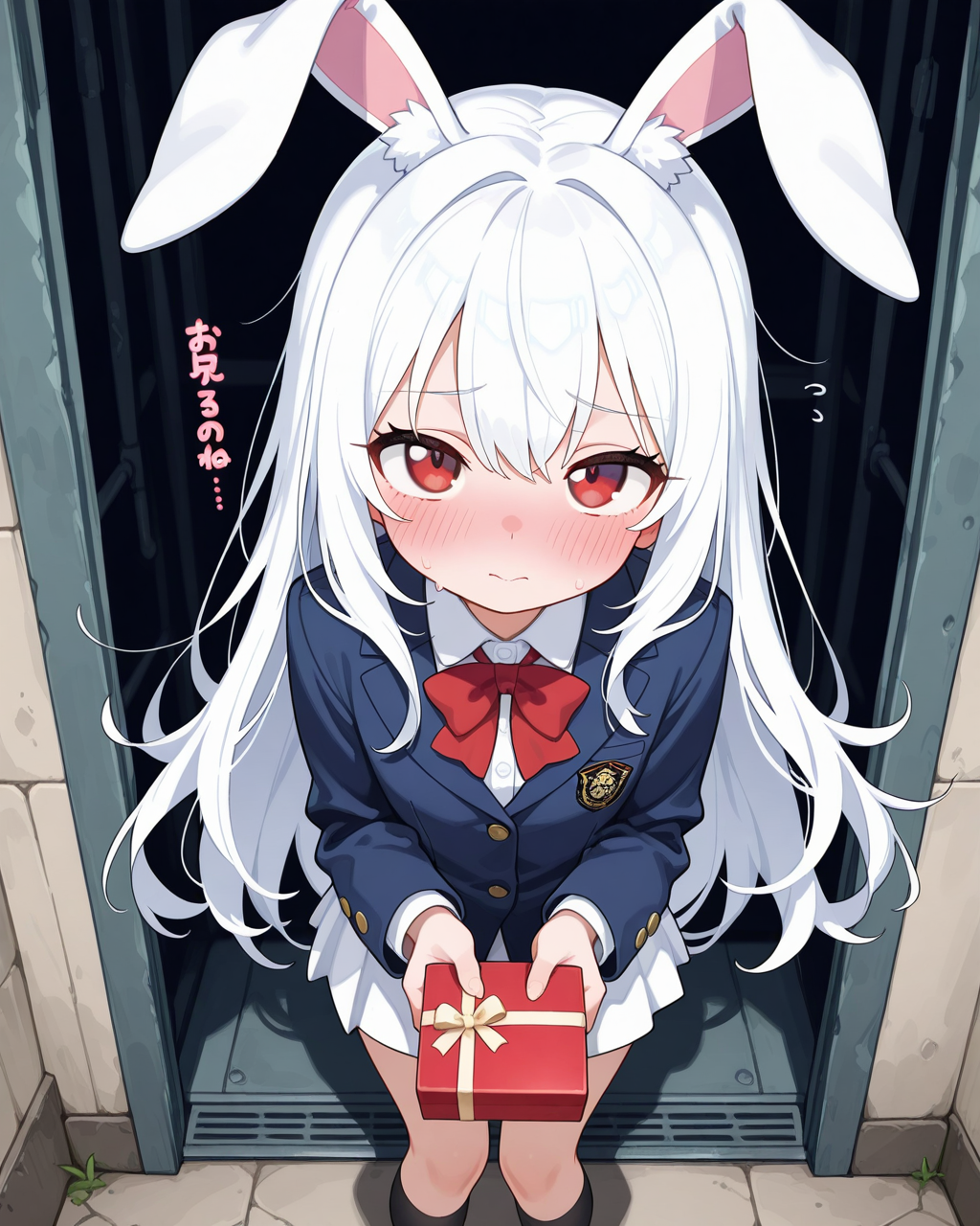 と・・・友チョコ交換です・・・。（みみちゃんを前に緊張しているうさぎ） | の人気AIイラスト・グラビア