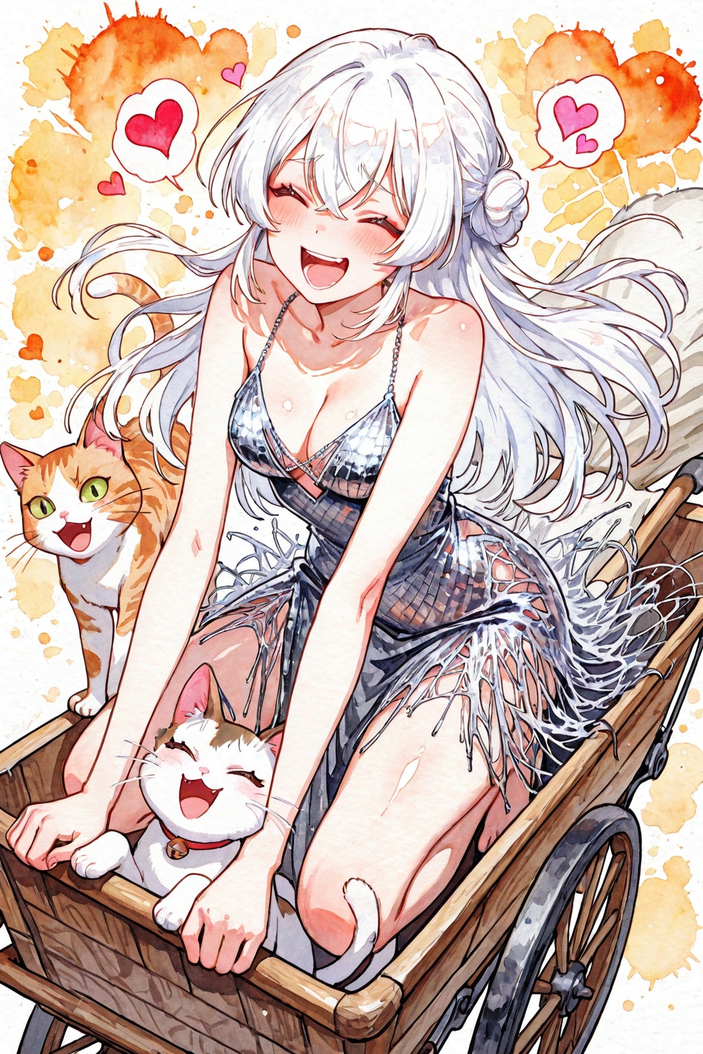 猫と白髪ちゃん