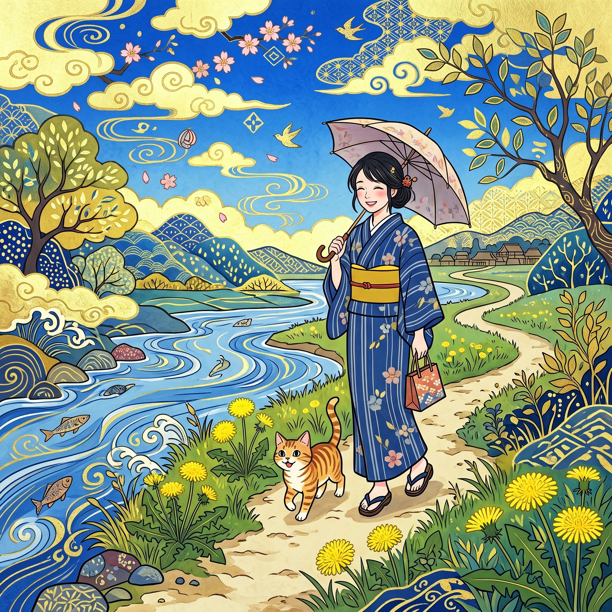 主婦和夢さん40歳・猫と散歩 | の人気AIイラスト・グラビア